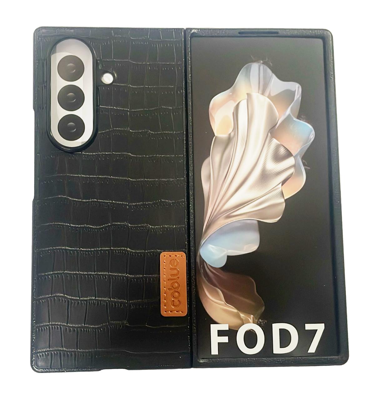 Coblue Leather Grain Drop-Proof Case for Samsung Galaxy Z Fold 7 | Croc Black Coblue Leather Grain Drop-Proof Case for Samsung Galaxy Z Fold 7 | Croc Black